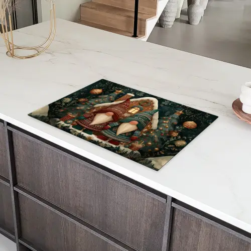 Kerst - Gnomen - Peperkoekhuisje - Rood - Groen Inductie beschermer vinyl 3mm klein -sfeer8