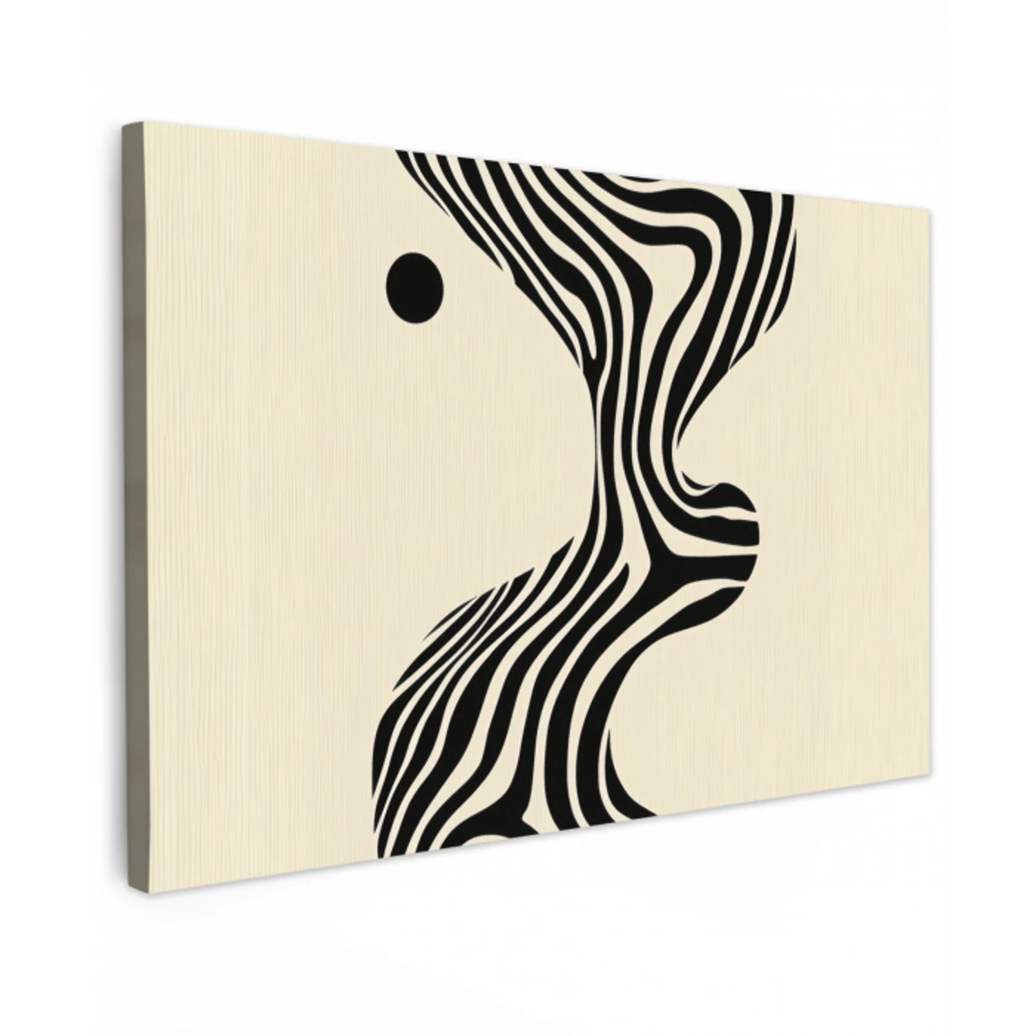 Beige - Lijnen - Golvend -  Abstract Tuinposter op houten frame 2 cm dik klein -3d