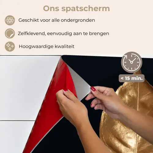 Bladeren - Chic - Goud - Planten - Zwart keuken achterwand spatscherm klein -spatscherm_NL