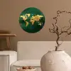 Wereldkaart - Groen - Goud Wandcirkel behangsticker klein -sfeer1