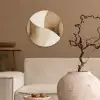Retro - Geometrische lagen - Aardetinten Wandcirkel kunststof plaat 5mm dik klein -sfeer1