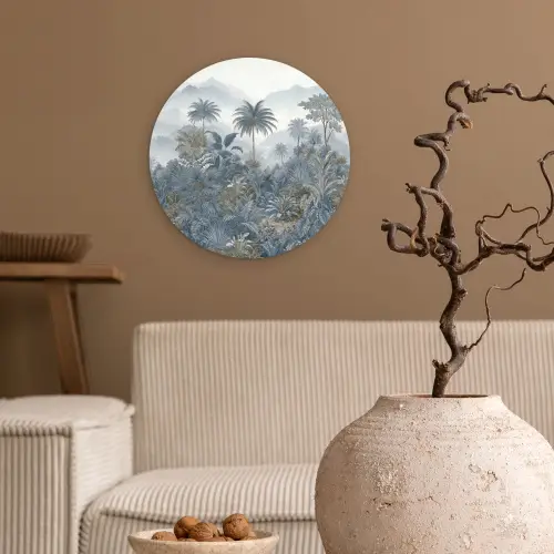 Jungle - Landschap - Blauw Wandcirkel kunststof plaat 5mm dik klein -sfeer1