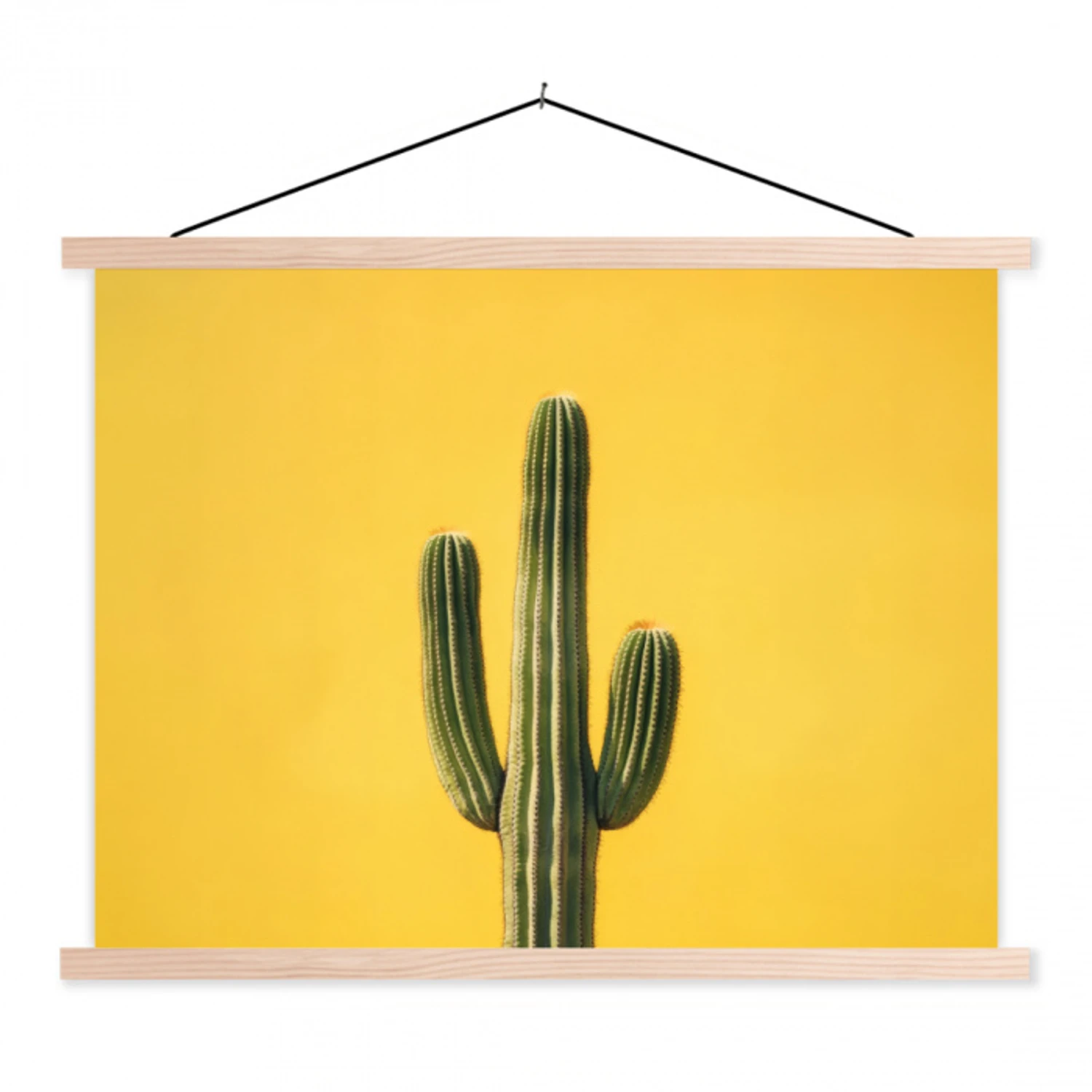 Cactus - Groen - Minimalistisch textielposter latten blank klein -3d