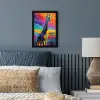 Giraffe - Savanna - Lucht - Gekleurd fotolijst zwart zonder passe partout klein -sfeer3