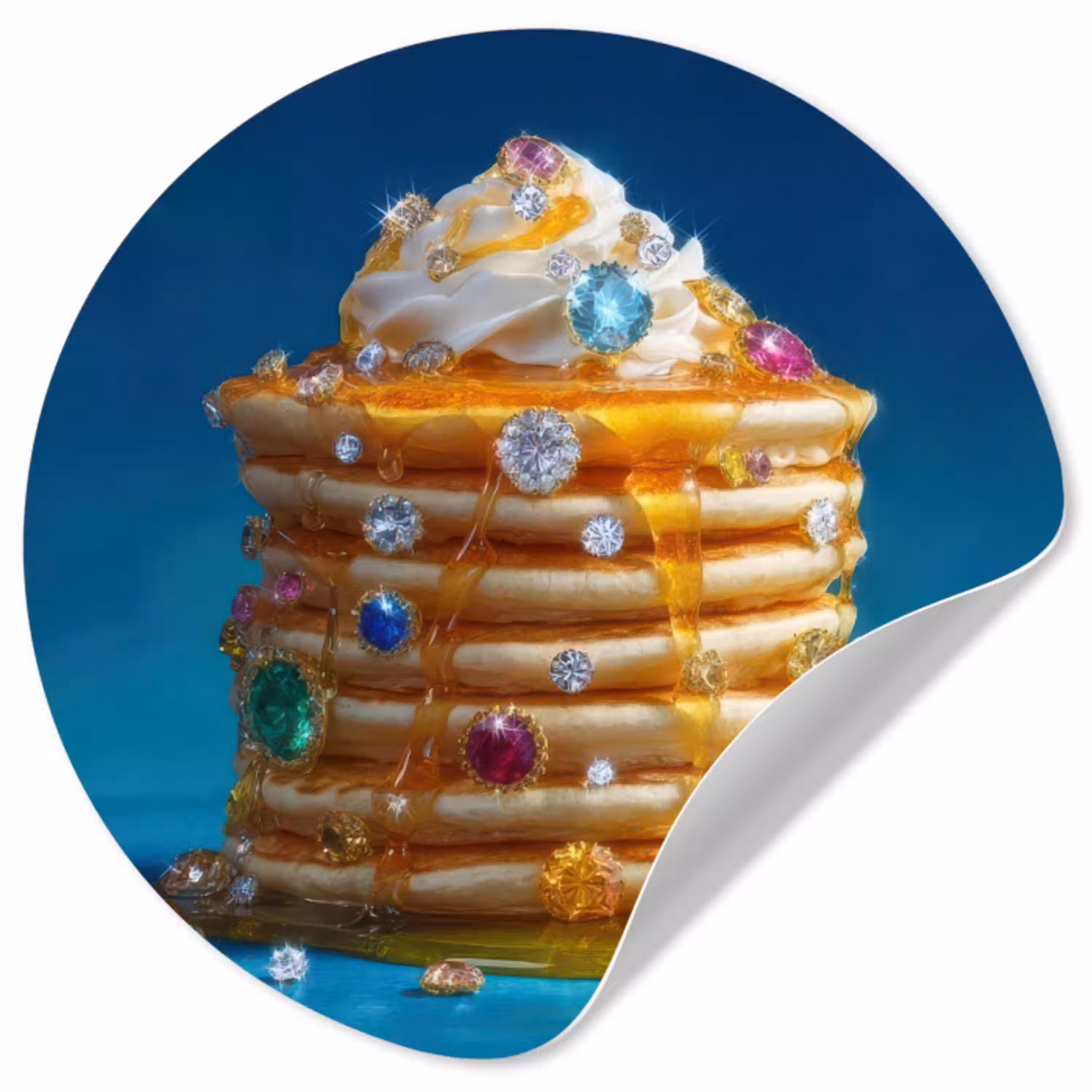Pannenkoeken - Steentjes - Glitter - Slagroom Wandcirkel behangsticker klein -3d