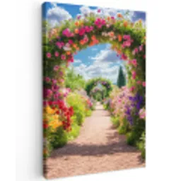 Doorkijk - Bloemen - Kleurrijk - Natuur Tuinposter op houten frame 2 cm dik klein -3d