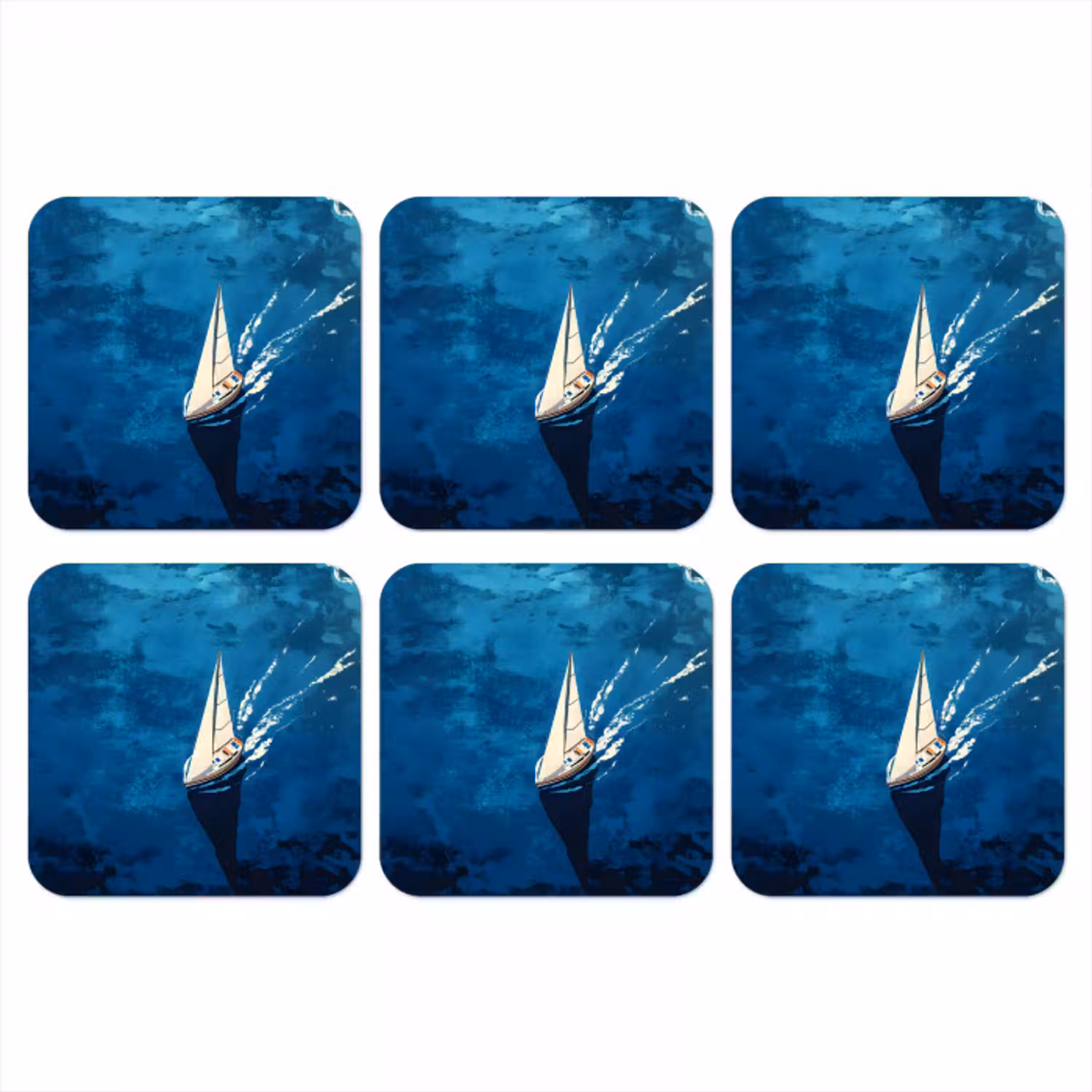 Zeilboot - Water - Abstract - Schaduw onderzetter kurk middel -3d