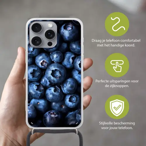 Bessen - Blauw - Fruit Hoesje iPhone 16 Pro Max met koord klein -sfeer2_NL