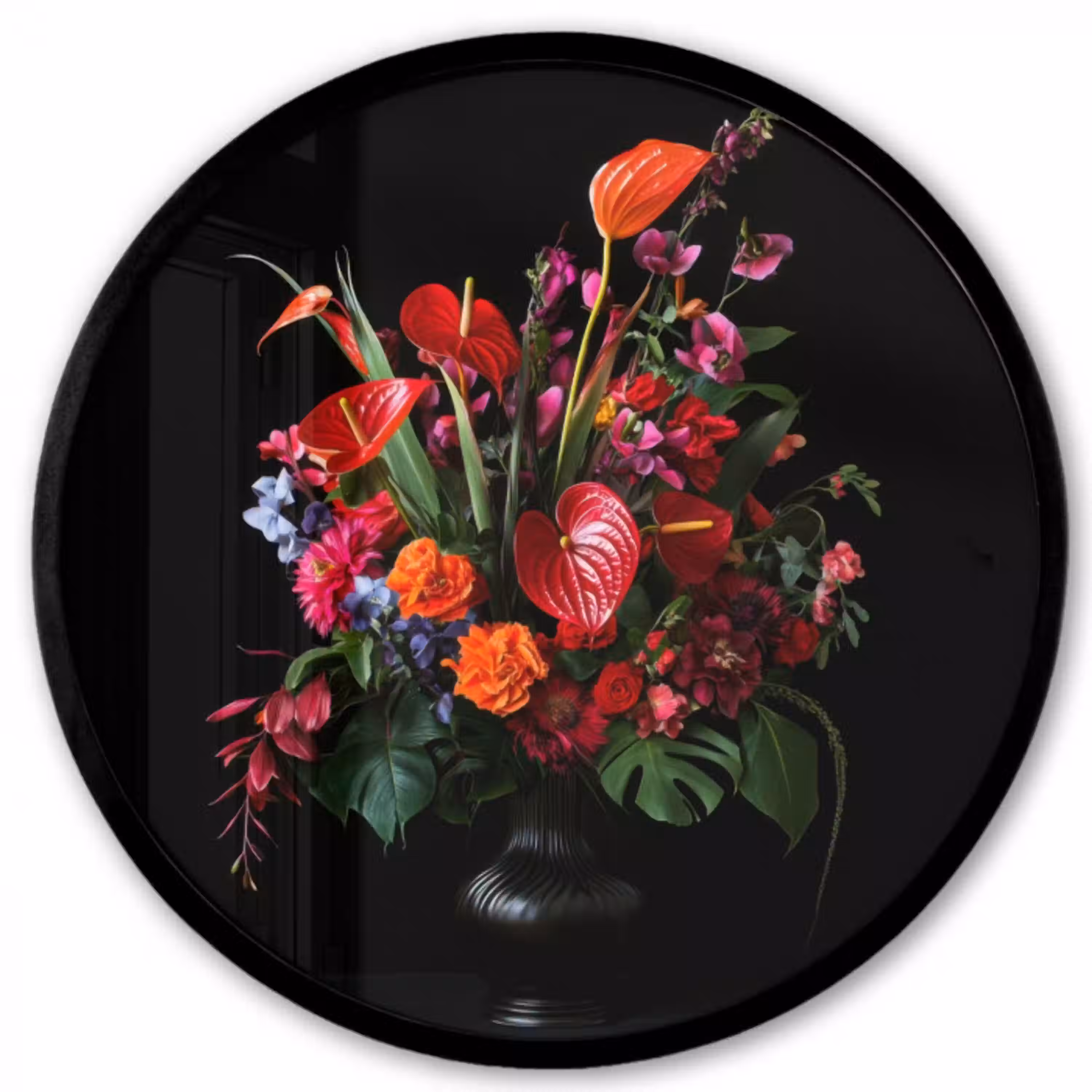Bloemen - Boeket - Sierlijk Fotolijst rond zonder passe partout klein -3d