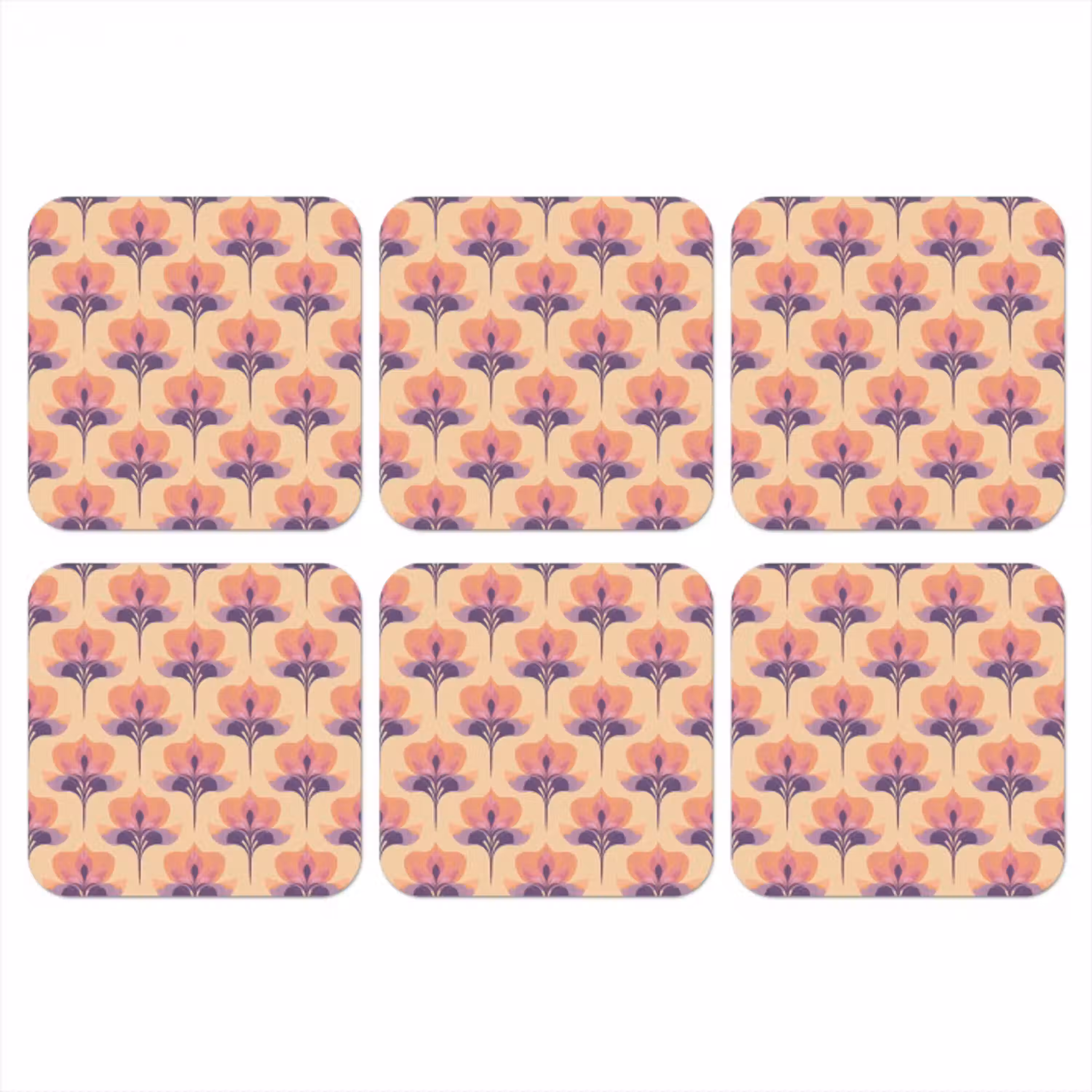 Botanisch - Patroon - Pastel onderzetter kurk middel 366 -3d