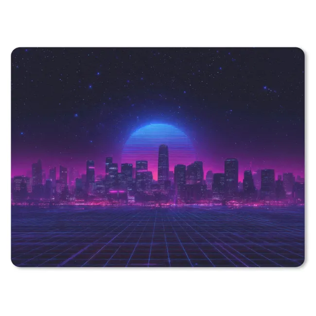 Mouse Pad - Skyline - Sun - Neon - Grid pattern
