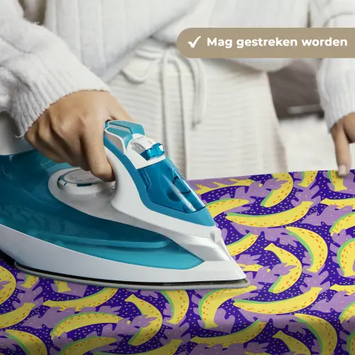 Bananen - Bladeren - Paars Wandkleed katoen klein 269 -sfeer9