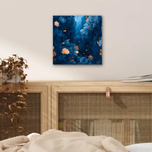 Koraalrif - Vissen - Oceaan - Blauw aluminium wit klein -sfeer3