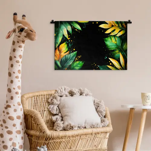 Bladeren - Groen - Geel - Verf - Jungle Wandkleed katoen klein -wsfeer5_kind