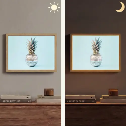 Blauw - Ananas - Disco - Discobal Light Box met batterij (Wandlamp) middel -sfeer3