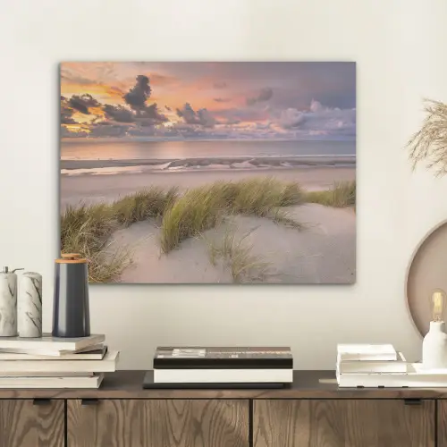Zonsondergang - Duin - Strand - Planten - Zee PET vilt klein -sfeer1