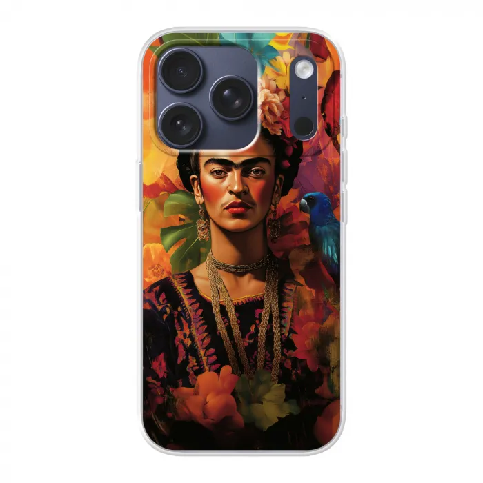 Vrouw - Bloemen - Papegaai - Schilderachtig Telefoonhoesje iPhone 17 Pro klein -3d