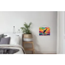 Zonsondergang - Walvis - Geschilderd - Kleurrijk textielposter latten blank klein -woonkamer