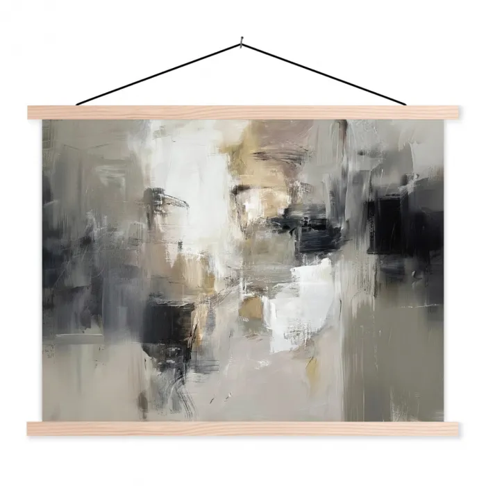 Kleurenpalet - Penseelstreken - Beige - Nevelig textielposter latten blank klein -3d