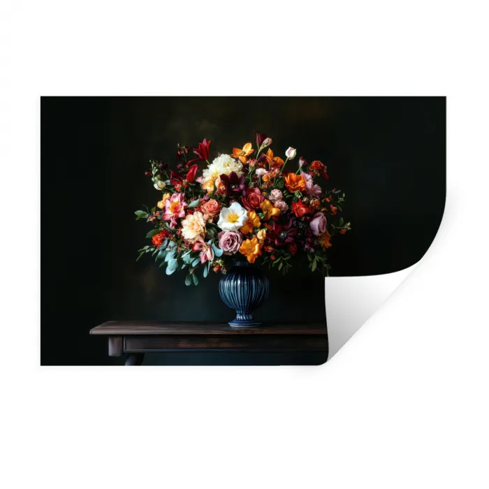 Groot - Bloemen - Vaas - Boeket Muursticker klein -3d