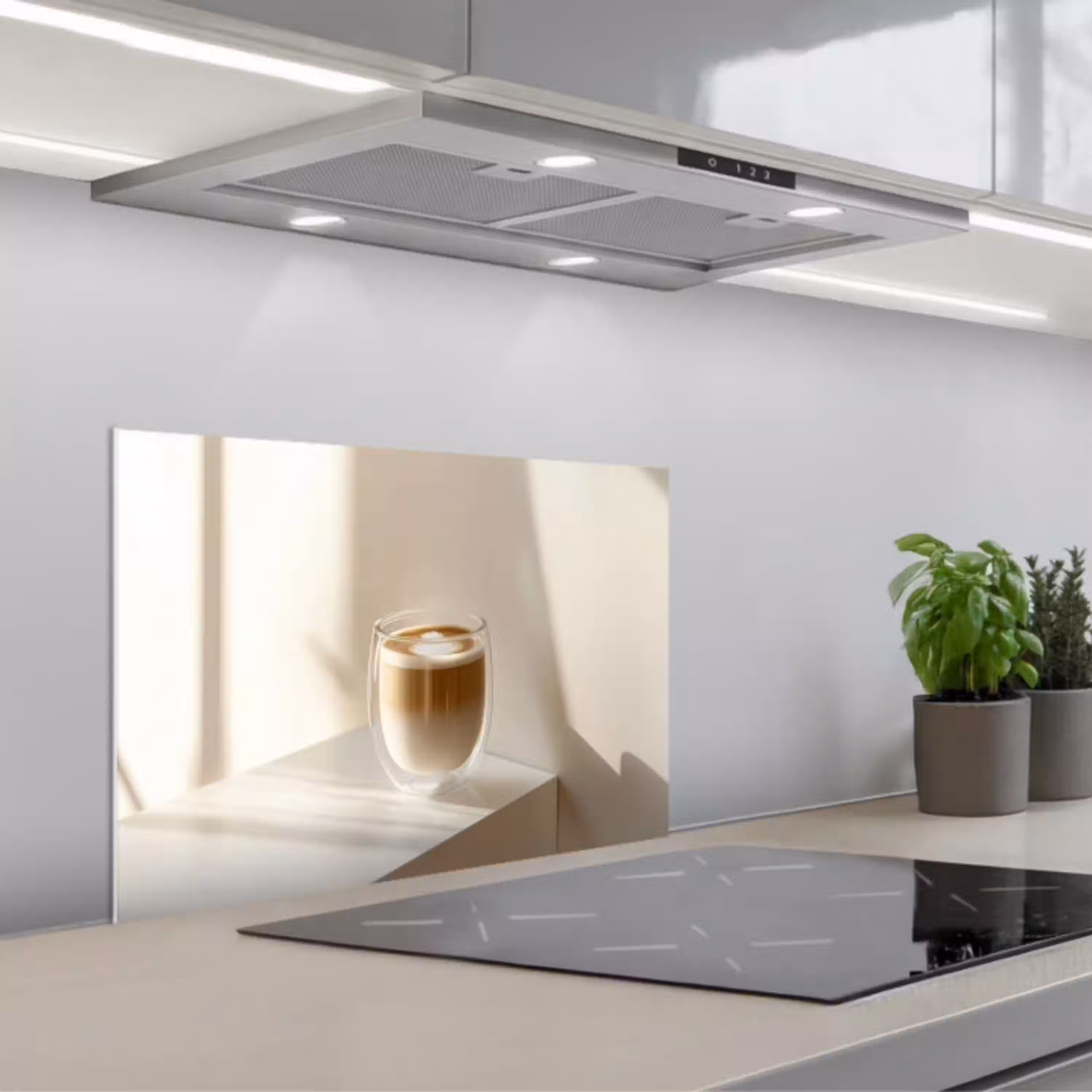 Mok - Latte - Minimalistisch - Schaduw keuken achterwand spatscherm klein -3d_schuin