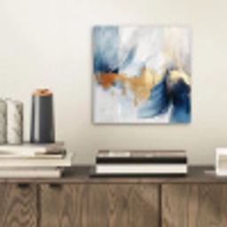 Goud - Blauw - Watercolor - Kunst - Modern aluminium wit klein -sfeer1