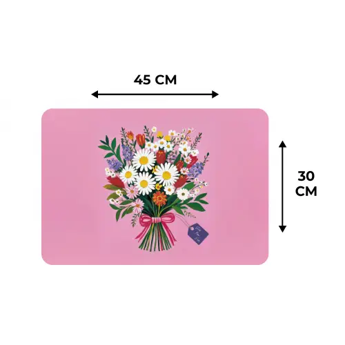 Bloemen - Quote - Kaartje - Kleurrijk Placemat vinyl groot -specs