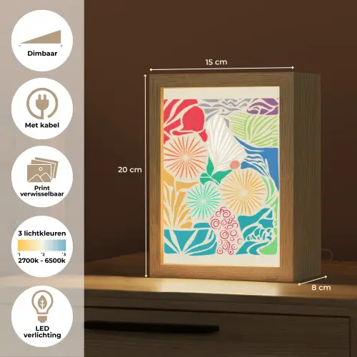 Kleurrijk - Abstract - Bloemen - Patronen Light Box met kabel (Wandlamp) klein -USP_websiteoverzichtNL