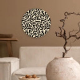 Abstract - Lijnen - Zwart Wandcirkel kunststof plaat 5mm dik klein 188 -sfeer1