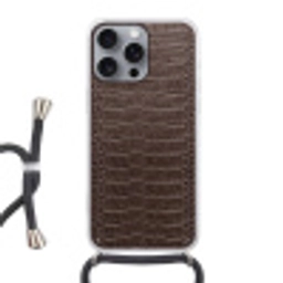 Leer - Krokodil - Mat Hoesje iPhone 16 Pro Max met koord klein -3d