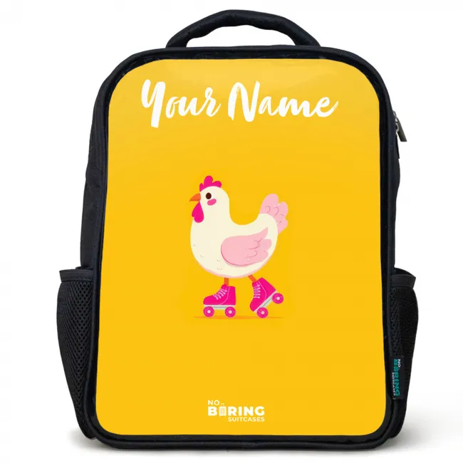 Kids backpack with name - Black - Kip - Roller skates - Yellow