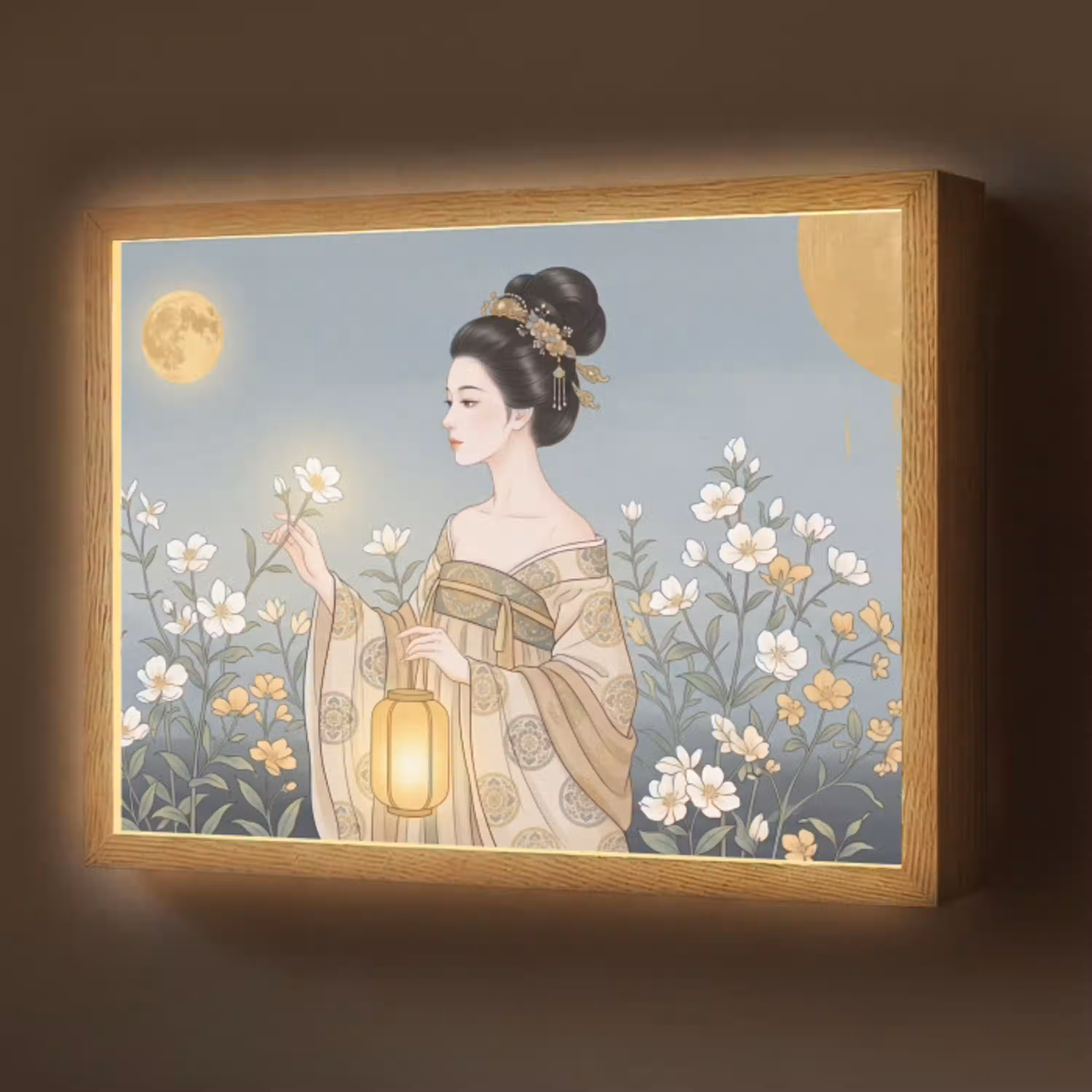 Aziatisch - Vrouw - Kimono Light Box met batterij (Wandlamp) middel -z3d_website