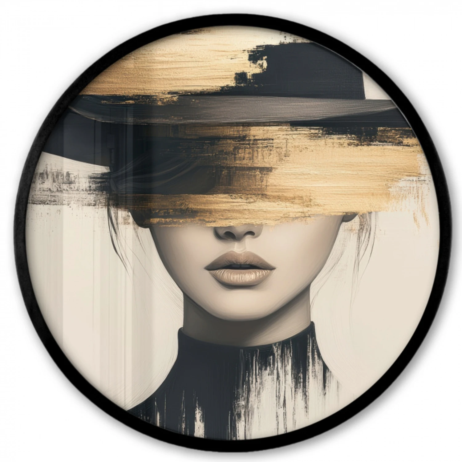 Vrouw - Hoed - Verf Fotolijst rond zonder passe partout klein -3d