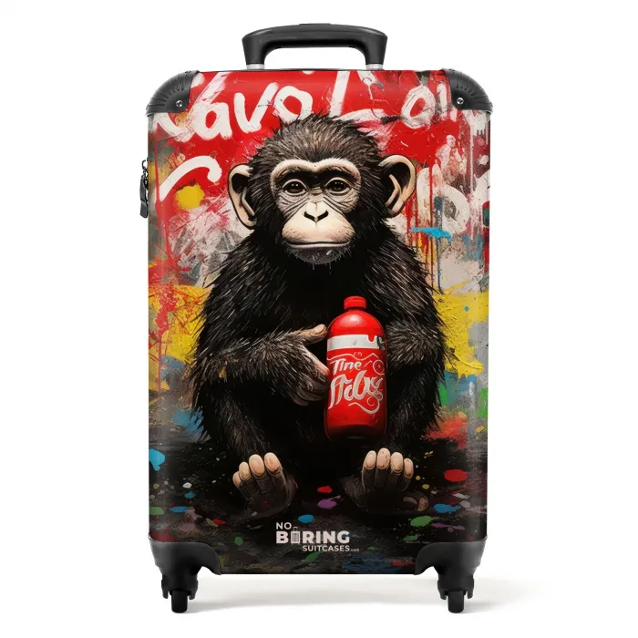 Chimpansee voor graffiti muur Koffer - NBS - Handbagage middel -productfoto_recht
