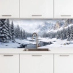 Sneeuwlandschap - Bergen - Rivier - Winter keuken achterwand 2 middel -3d