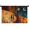 Silhouetten - Abstract - Zon - Maan Wandkleed katoen klein -zz3d