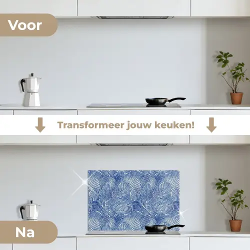 Modern - Abstract - Blauw keuken achterwand spatscherm klein 900 -voor_na_NL