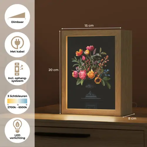 Tulpen - Bessen - Boeket - Vaas Light Box met kabel (Tafellamp) klein -USP_NL