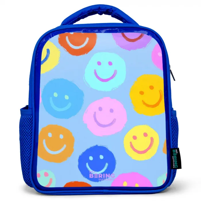 Vrolijk patroon van smileys Kinderrugzak - Blauw middel -3d