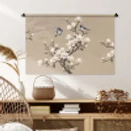 Oosters - Vogels - Beige Wandkleed katoen middel -sfeer5