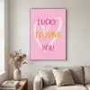 Lucky - Love - Valentijn - Roze Textielframe zwart klein -sfeer1