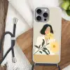 Vrouw - Bloem - Geel - Minimalistisch Hoesje iPhone 16 Pro Max met koord klein -sfeer4