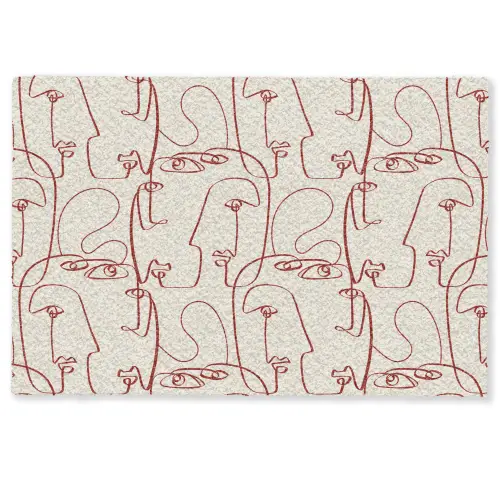 Gezichten - Abstract - Rood - Beige Deurmat klein 898 -zkaufland3d