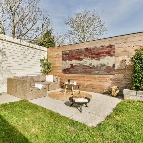 Muur - Baksteen - Verweerd Tuinposter op houten frame 2 cm dik xxl -sfeer2