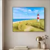 Vuurtoren - Duinen - Strand - Zee - Zomer Textielframe zwart klein -sfeer2