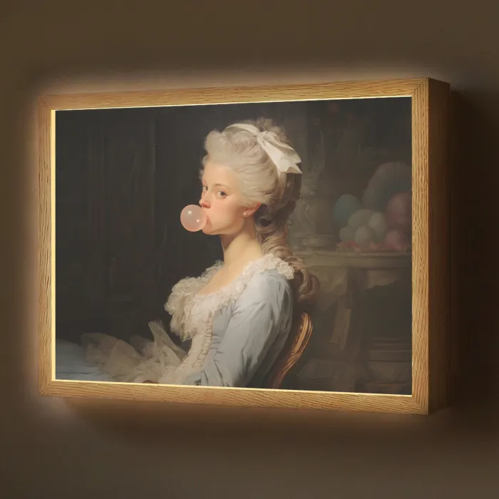 Vrouw - Barokjurk - Kauwgom Light Box met batterij (Wandlamp) middel -z3d_website