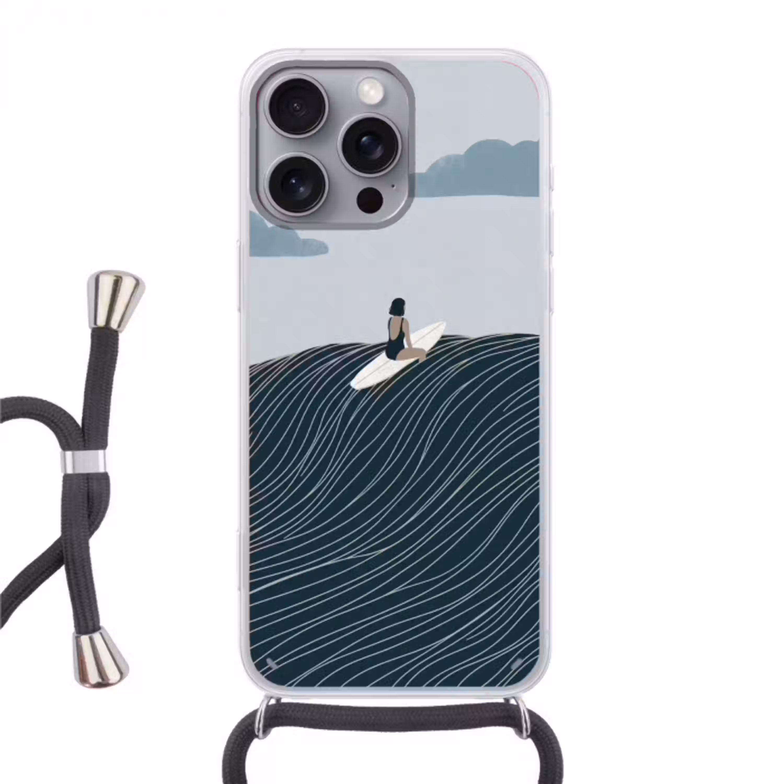 Persoon - Surfen - Oceaan - Natuur - Modern Hoesje iPhone 16 Pro Max met koord klein -3d