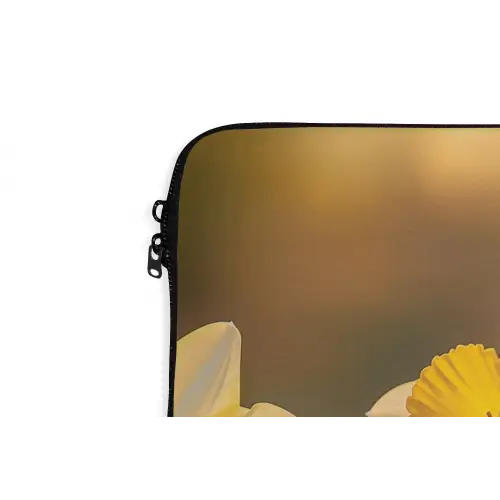 Bloemen - Geel - Wazig laptophoes neopreen klein -detail