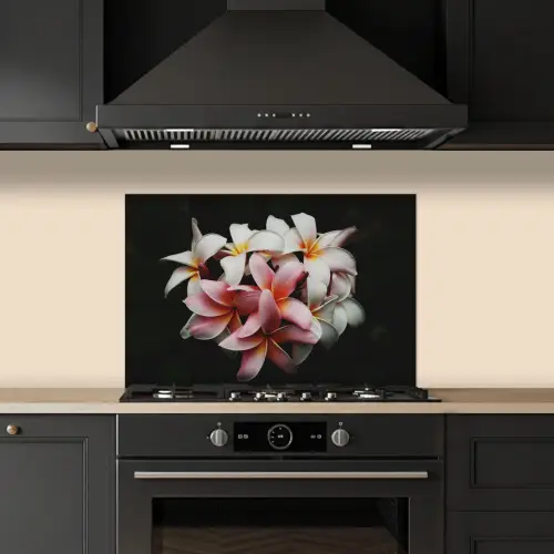 Bloemen - Roze - Zwart - Flora - Botanisch keuken achterwand spatscherm klein -sfeer1