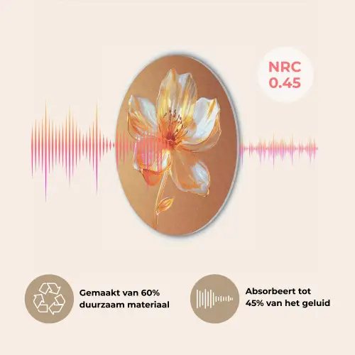 Glazen - Bloem - Oranje Akoestische PET Vilt - Rond klein -USP_NL